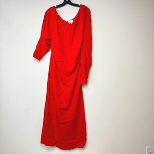 TANYA TAYLOR Ruched Georgie Cocktail Dress Size 12‎ Womens Red RTR